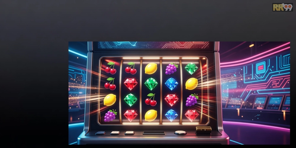 Minh họa khái niệm chơi game nổ hũ RR99 với hình ảnh slot machine hấp dẫn