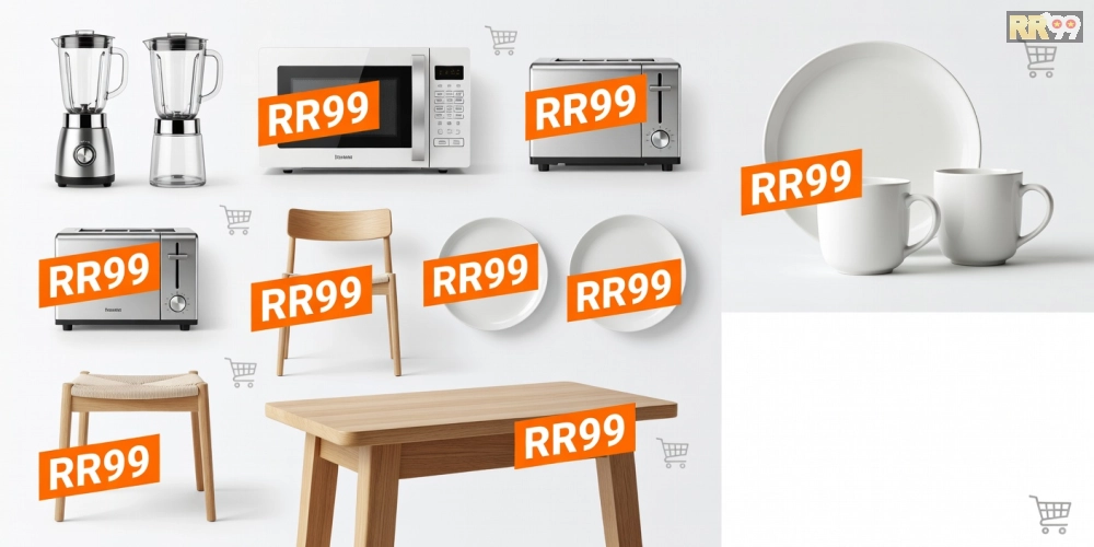 Caption minh họa ưu đãi rr99 trên Lazada với sản phẩm gia dụng giá rẻ